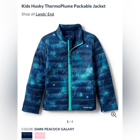 Lands’ End Primaloft girls jacket. Peacock Galaxy. Size XXL (18H-20H). - Picture 14 of 16
